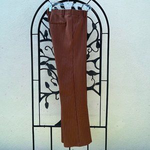 Betabrand Women's Dress Yoga Pants Brown Strip Boot-Leg, Size Medium